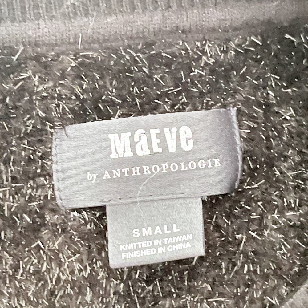 ANTHROPOLOGIE Maeve Pamela Tinsel Shimmer Sweater Black Small S - Picture 8 of 9